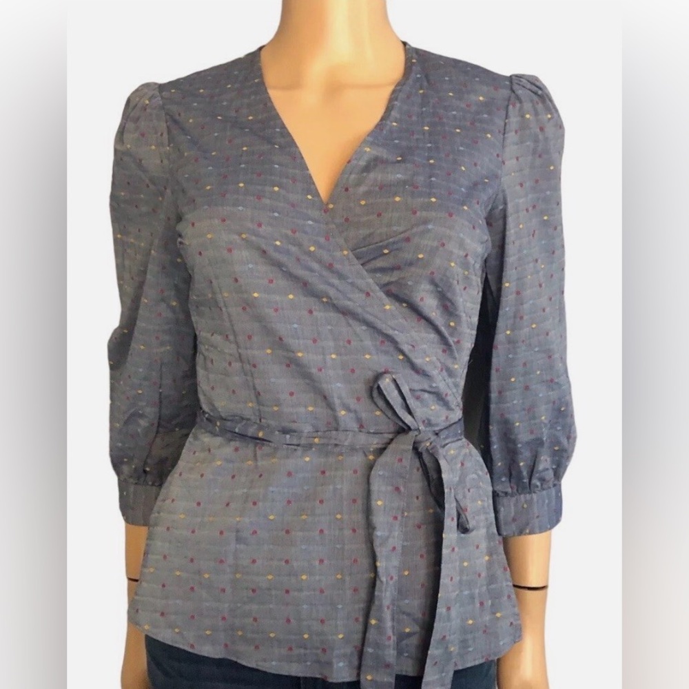 Draper James chambray dot wrap top